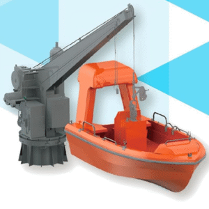 Single-arm slewing boat davit and crane