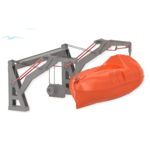 Gravity inverted arm davit